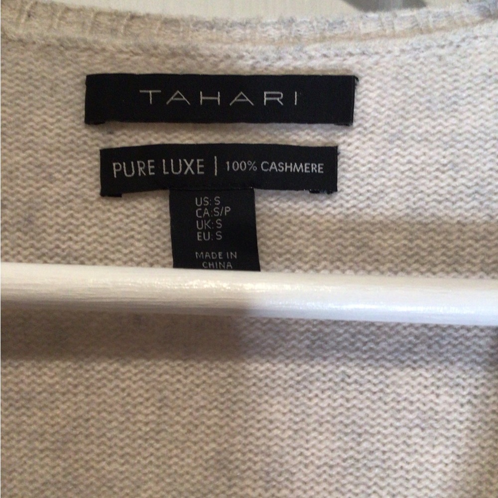 Tahari Pure 100% Cashmere sleeveless sweater duster oatmeal/cream size S - Picture 2 of 6